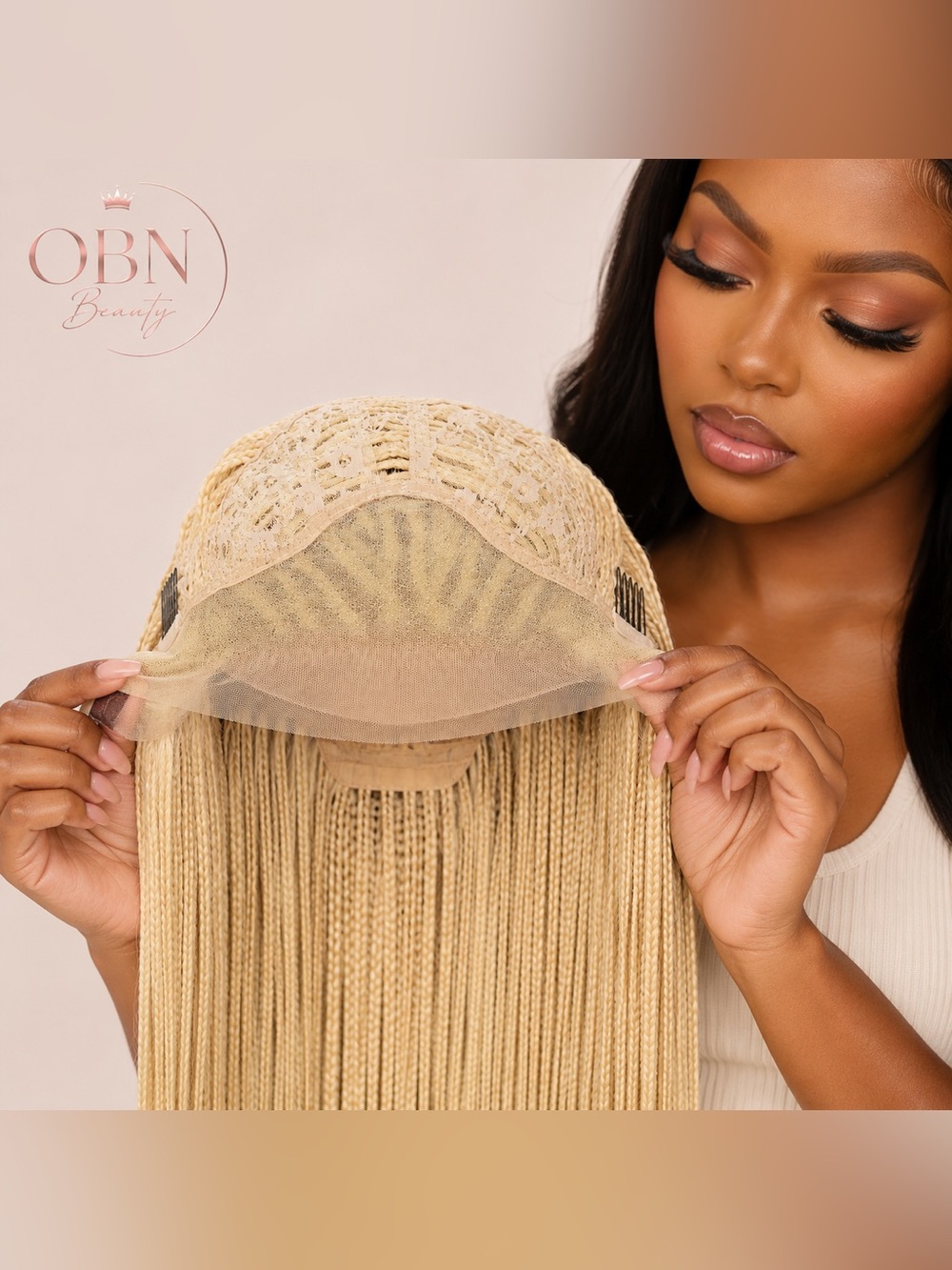 OBN Beauty Blonde Micro Braid Lace Front Wig – 24” #613 - Picture 6 of 7